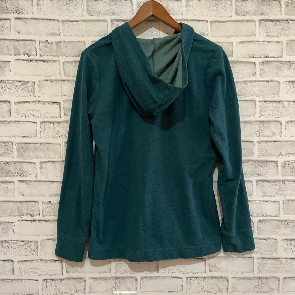 Women’s GAIAM Teal fleece style Hooded long sleeve sweatshirt Size Medium - Picture 2 of 3